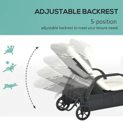 Outsunny Adjustable Wicker Rattan Sun Lounger Recliner Chair With Cushion Black -Outsunny Garden Zone outsunny adjustable wicker rattan sun lounger recliner chair with cushion black5056029828489 06c MP