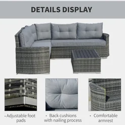 Outsunny Aluminium 4 Pieces Outdoor PE Rattan Sectional Conversation Sofa Set -Outsunny Garden Zone outsunny aluminium 4 pieces outdoor pe rattan sectional conversation sofa set5056534549497 03c MP