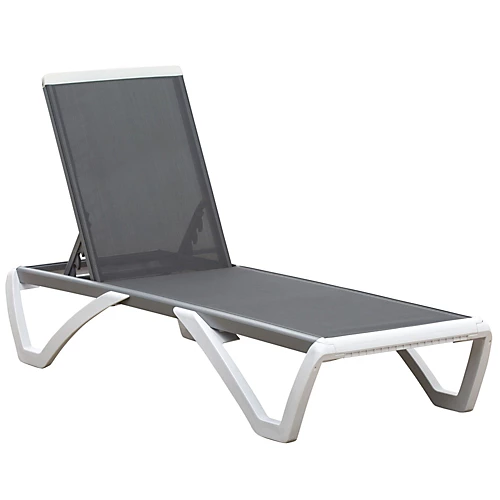 Outsunny Chaise Patio Lounge With 5-Level Adjustable Back Wheels Texteline Grey 2 Outsunny Chaise Patio Lounge With 5-Level Adjustable Back Wheels Texteline Grey - Image 2