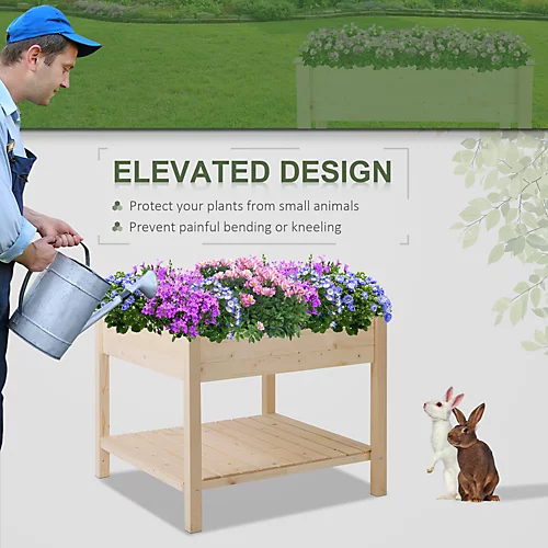 Outsunny Elevated Garden Planting Bed Stand Outdoor Flower Box W/ Storage Shelf 4 Outsunny Elevated Garden Planting Bed Stand Outdoor Flower Box W/ Storage Shelf - Image 4