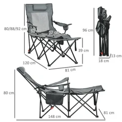 Outsunny Foldable Reclining Garden Chairs With Footrest And Adjustable Backrest, Portable Camping Chair With Headrest -Outsunny Garden Zone outsunny foldable reclining garden chairs with footrest and adjustable backrest portable camping chair with headrest5056602947835 03c MP