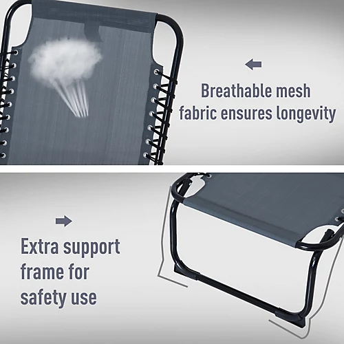 Outsunny Foldable Sun Lounger Deck Beach Reclining Seat Bed Folding Garden Chair 4 Outsunny Foldable Sun Lounger Deck Beach Reclining Seat Bed Folding Garden Chair - Image 4