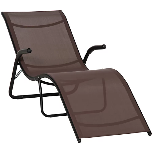 Outsunny Folding Lounge Chair, Outdoor Chaise For Beach, Poolside, Brown 2 Outsunny Folding Lounge Chair, Outdoor Chaise For Beach, Poolside, Brown - Image 2