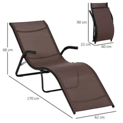 Outsunny Folding Lounge Chair, Outdoor Chaise For Beach, Poolside, Brown 6 Outsunny Folding Lounge Chair, Outdoor Chaise For Beach, Poolside, Brown -Outsunny Garden Zone outsunny folding lounge chair outdoor chaise for beach poolside brown5056534557720 03c MP