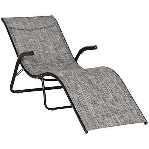 Outsunny Folding Lounge Chair, Outdoor Chaise For Beach, Poolside, Grey 2 Outsunny Folding Lounge Chair, Outdoor Chaise For Beach, Poolside, Grey - Image 2