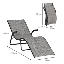 Outsunny Folding Lounge Chair, Outdoor Chaise For Beach, Poolside, Grey 6 Outsunny Folding Lounge Chair, Outdoor Chaise For Beach, Poolside, Grey -Outsunny Garden Zone outsunny folding lounge chair outdoor chaise for beach poolside grey5056534557768 03c MP