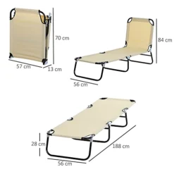 Outsunny Folding Lounge Chair Outdoor Chaise For Bench Patio Beige -Outsunny Garden Zone outsunny folding lounge chair outdoor chaise for bench patio beige5056399118685 03c MP