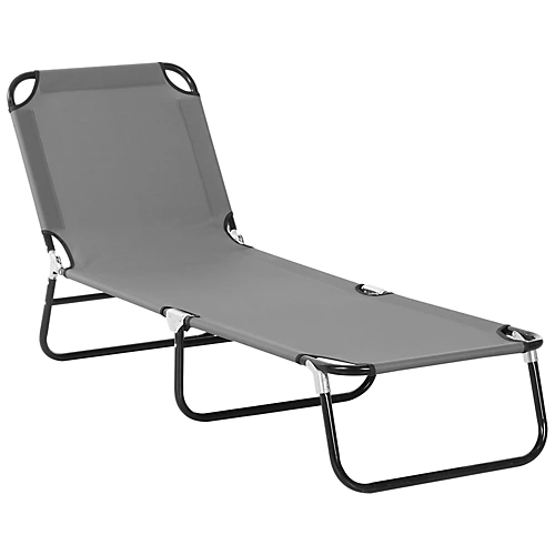 Outsunny Folding Lounge Chair Outdoor Chaise For Bench Patio Grey 2 Outsunny Folding Lounge Chair Outdoor Chaise For Bench Patio Grey - Image 2