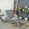 Outsunny Folding Outdoor Reclining Sun Lounger Chair Aluminium Frame Grey