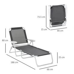 Outsunny Folding Sun Lounger Garden Reclining Lounge Chair 4-Level Backrest -Outsunny Garden Zone outsunny folding sun lounger garden reclining lounge chair 4 level backrest5056534544003 03c MP