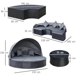 Outsunny Garden Daybed Cushioned Round Sofa Bed Conversation Furnitur Set -Outsunny Garden Zone outsunny garden daybed cushioned round sofa bed conversation furnitur set5056534578671 03c MP