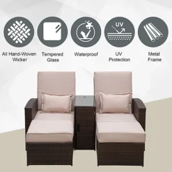 Outsunny Garden Double Rattan Sun Lounger Sofa Recliner Wicker Patio Brown -Outsunny Garden Zone outsunny garden double rattan sun lounger sofa recliner wicker patio brown5055974801424 03c MP