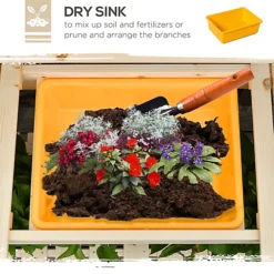 Outsunny Garden Potting Bench Workstation Table W/ Sliding Tabletop & Dry Sink -Outsunny Garden Zone outsunny garden potting bench workstation table w sliding tabletop dry sink5056399128097 06c MP