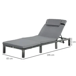 Outsunny Garden Rattan Furniture Recliner Lounger Sun Reclining Daybed Patio Grey -Outsunny Garden Zone outsunny garden rattan furniture recliner lounger sun reclining daybed patio grey5056534540944 03c MP