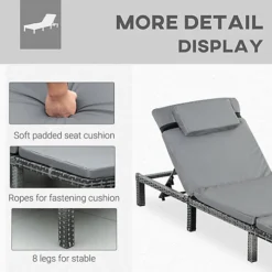 Outsunny Garden Rattan Furniture Recliner Lounger Sun Reclining Daybed Patio Grey -Outsunny Garden Zone outsunny garden rattan furniture recliner lounger sun reclining daybed patio grey5056534540944 06c MP