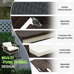 Outsunny Garden Rattan Furniture Set 2 Seater Patio Sun Lounger Daybed Brown 7 Outsunny Garden Rattan Furniture Set 2 Seater Patio Sun Lounger Daybed Brown -Outsunny Garden Zone outsunny garden rattan furniture set 2 seater patio sun lounger daybed brown5060348506386 06c MP