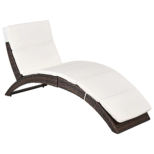 Outsunny Garden Rattan Sun Lounger Foldable Patio Recliner Chaise Chair Brown 2 Outsunny Garden Rattan Sun Lounger Foldable Patio Recliner Chaise Chair Brown - Image 2