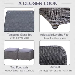 Outsunny Garden Sofa Chair & Stool Table Set Patio Wicker Weave Furniture -Outsunny Garden Zone outsunny garden sofa chair stool table set patio wicker weave furniture5056029881118 06c MP