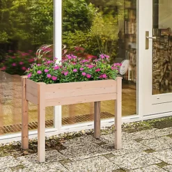 Outsunny Garden Wooden Planter Flower Raised Bed Grow Box Container