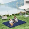Outsunny Inflatable Bed Double Mattress Camping Sleeping Outdoor Travel Blue
