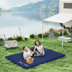 Outsunny Inflatable Bed Double Mattress Camping Sleeping Outdoor Travel Blue