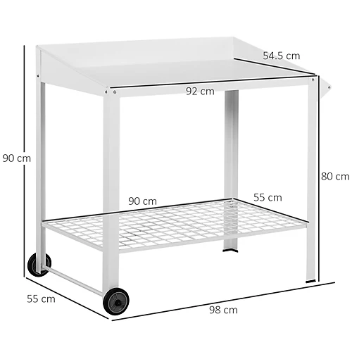 Outsunny Metal Potting Bench Garden Planting Table Push Cart W/ Wheel, Hanger 3 Outsunny Metal Potting Bench Garden Planting Table Push Cart W/ Wheel, Hanger - Image 3
