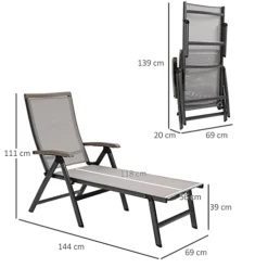 Outsunny Outdoor Folding Sun Lounger W/ Adjustable Backrest And Aluminium Brown -Outsunny Garden Zone outsunny outdoor folding sun lounger w adjustable backrest and aluminium brown5056534574819 03c MP