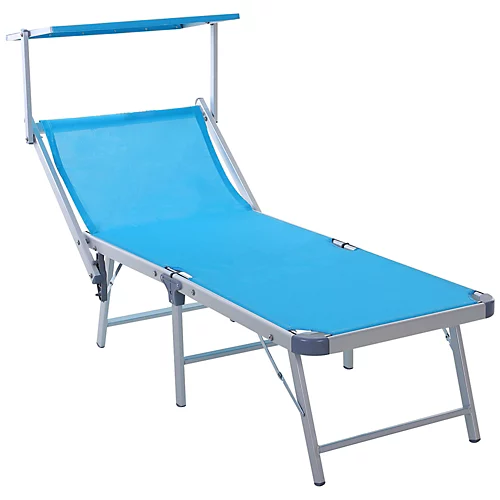 Outsunny Outdoor Lounger Fold 180 Degrees Reclining Chair With Adjustable Canopy Blue 2 Outsunny Outdoor Lounger Fold 180 Degrees Reclining Chair With Adjustable Canopy Blue - Image 2