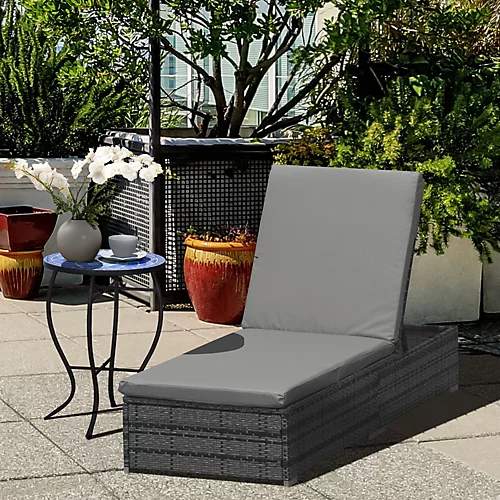 Outsunny Patio Rattan Chaise Lounge Garden Pool Wicker Sun Lounger Adjustable Mixed Grey 1 Outsunny Patio Rattan Chaise Lounge Garden Pool Wicker Sun Lounger Adjustable Mixed Grey