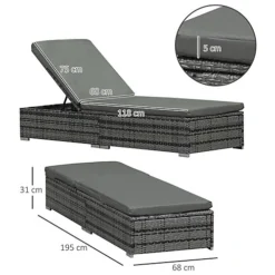 Outsunny Patio Rattan Chaise Lounge Garden Pool Wicker Sun Lounger Adjustable Mixed Grey 6 Outsunny Patio Rattan Chaise Lounge Garden Pool Wicker Sun Lounger Adjustable Mixed Grey -Outsunny Garden Zone outsunny patio rattan chaise lounge garden pool wicker sun lounger adjustable mixed grey5056029883204 03c MP