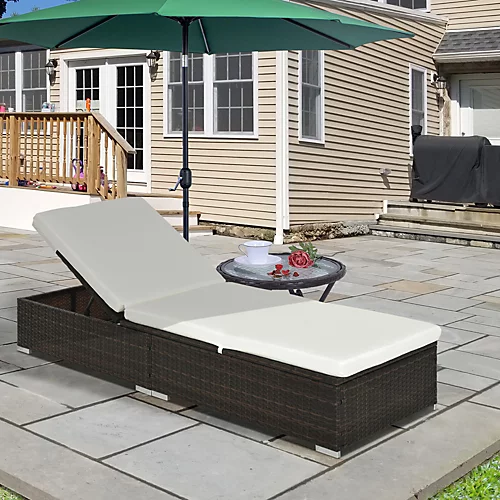 Outsunny Patio Rattan Chaise Lounge Garden Pool Wicker Sun Lounger Adjustable 1 Outsunny Patio Rattan Chaise Lounge Garden Pool Wicker Sun Lounger Adjustable