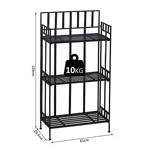 Outsunny Portable Retro 3-Tier Garden Plant Stand Metal Flower Display Rack 3 Outsunny Portable Retro 3-Tier Garden Plant Stand Metal Flower Display Rack - Image 3