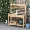 Outsunny Potting Bench Table W/ Sieve Screen, Removable Sink, Hooks & Basket