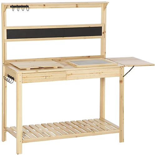 Outsunny Potting Bench Table Workstation W/ Chalkboard, Sink, Hooks And Drawer 2 Outsunny Potting Bench Table Workstation W/ Chalkboard, Sink, Hooks And Drawer - Image 2