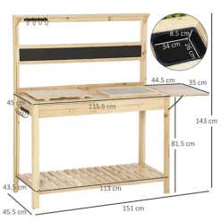 Outsunny Potting Bench Table Workstation W/ Chalkboard, Sink, Hooks And Drawer 6 Outsunny Potting Bench Table Workstation W/ Chalkboard, Sink, Hooks And Drawer -Outsunny Garden Zone outsunny potting bench table workstation w chalkboard sink hooks and drawer5056534562106 03c MP