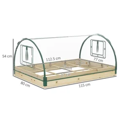 Outsunny Raised Bed With Greenhouse, Wooden Garden Planter Box With PVC Cover, Roll Up Windows, Dual Use, Natural Wood Effect -Outsunny Garden Zone outsunny raised bed with greenhouse wooden garden planter box with pvc cover roll up windows dual use natural wood effect5056602952228 03c MP