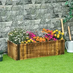 Outsunny Raised Flower Bed Garden Container Box Planter Display Wood