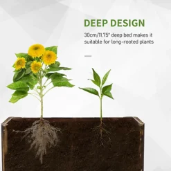 Outsunny Raised Flower Bed Wooden Rectangular Planter Container Box Wood 4 Feet Natural -Outsunny Garden Zone outsunny raised flower bed wooden rectangular planter container box wood 4 feet natural5055974875838 06c MP