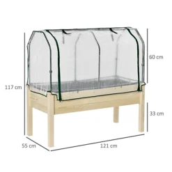 Outsunny Raised Garden Bed W/ PE Cover Patio Elevated Wood Planter Box Natural 6 Outsunny Raised Garden Bed W/ PE Cover Patio Elevated Wood Planter Box Natural -Outsunny Garden Zone outsunny raised garden bed w pe cover patio elevated wood planter box natural5056534515072 03c MP