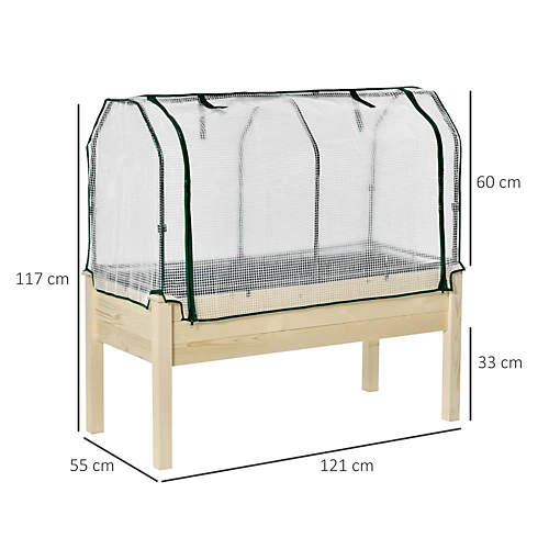 Outsunny Raised Garden Bed W/ PE Cover Patio Elevated Wood Planter Box Natural 3 Outsunny Raised Garden Bed W/ PE Cover Patio Elevated Wood Planter Box Natural - Image 3