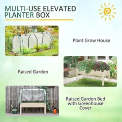Outsunny Raised Garden Bed W/ PE Cover Patio Elevated Wood Planter Box Natural 7 Outsunny Raised Garden Bed W/ PE Cover Patio Elevated Wood Planter Box Natural -Outsunny Garden Zone outsunny raised garden bed w pe cover patio elevated wood planter box natural5056534515072 06c MP