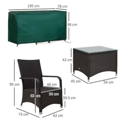 Outsunny Rattan 3PCs Chair Table Bistro Set Patio With Steel Frame White -Outsunny Garden Zone outsunny rattan 3pcs chair table bistro set patio with steel frame white5056399127557 03c MP