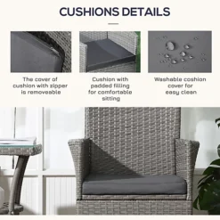 Outsunny Rattan Bistro Set Garden Chair Table Patio Outdoor Cushion Conservatory Light Grey -Outsunny Garden Zone outsunny rattan bistro set garden chair table patio outdoor cushion conservatory light grey5055974873278 06c MP