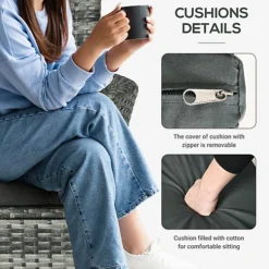 Outsunny Rattan Bistro Set Garden Chair Table Patio Outdoor Cushion Conservatory Mixed Grey -Outsunny Garden Zone outsunny rattan bistro set garden chair table patio outdoor cushion conservatory mixed grey5056534556471 06c MP