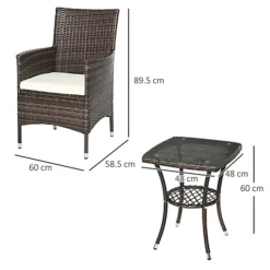 Outsunny Rattan Bistro Set Garden Chair Table Patio Outdoor Cushion Conservatory -Outsunny Garden Zone outsunny rattan bistro set garden chair table patio outdoor cushion conservatory5055974822542 03c MP