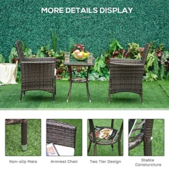 Outsunny Rattan Bistro Set Garden Chair Table Patio Outdoor Cushion Conservatory -Outsunny Garden Zone outsunny rattan bistro set garden chair table patio outdoor cushion conservatory5055974822542 06c MP