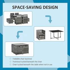 Outsunny Rattan Furniture Set Wicker Weave Patio Dining Table Seat Mixed Grey -Outsunny Garden Zone outsunny rattan furniture set wicker weave patio dining table seat mixed grey5056534534578 06c MP