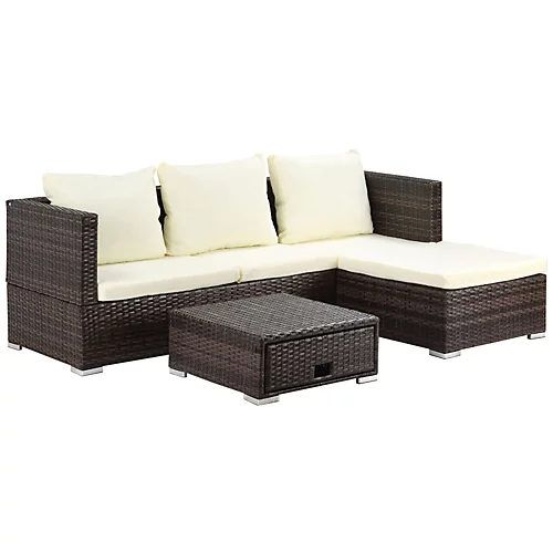 Outsunny Rattan Garden Sofa Set Storage Table Wicker Patio Lounger 4-Seater Brow 2 Outsunny Rattan Garden Sofa Set Storage Table Wicker Patio Lounger 4-Seater Brow - Image 2