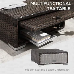 Outsunny Rattan Garden Sofa Set Storage Table Wicker Patio Lounger 4-Seater Brow 7 Outsunny Rattan Garden Sofa Set Storage Table Wicker Patio Lounger 4-Seater Brow -Outsunny Garden Zone outsunny rattan garden sofa set storage table wicker patio lounger 4 seater brow5056534568306 06c MP