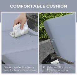 Outsunny Rattan Wicker Chaise Sun Lounger Garden With Adjustable Backrest & Wheels -Outsunny Garden Zone outsunny rattan wicker chaise sun lounger garden with adjustable backrest wheels5056399127397 06c MP